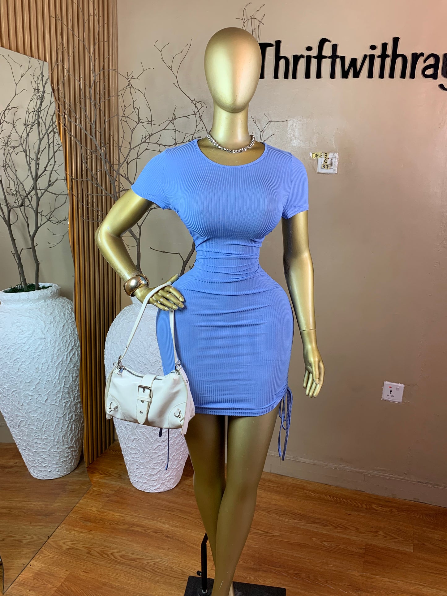 DAVE3 BLUE BODY-CON DRESS SIZE6 Length47
