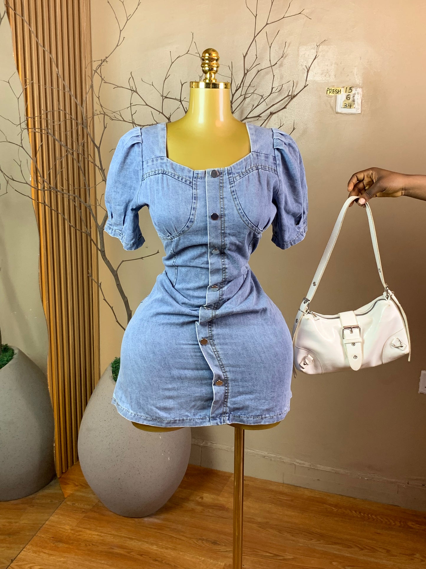 PRESH15 DENIM DRESS SIZE6 Length34