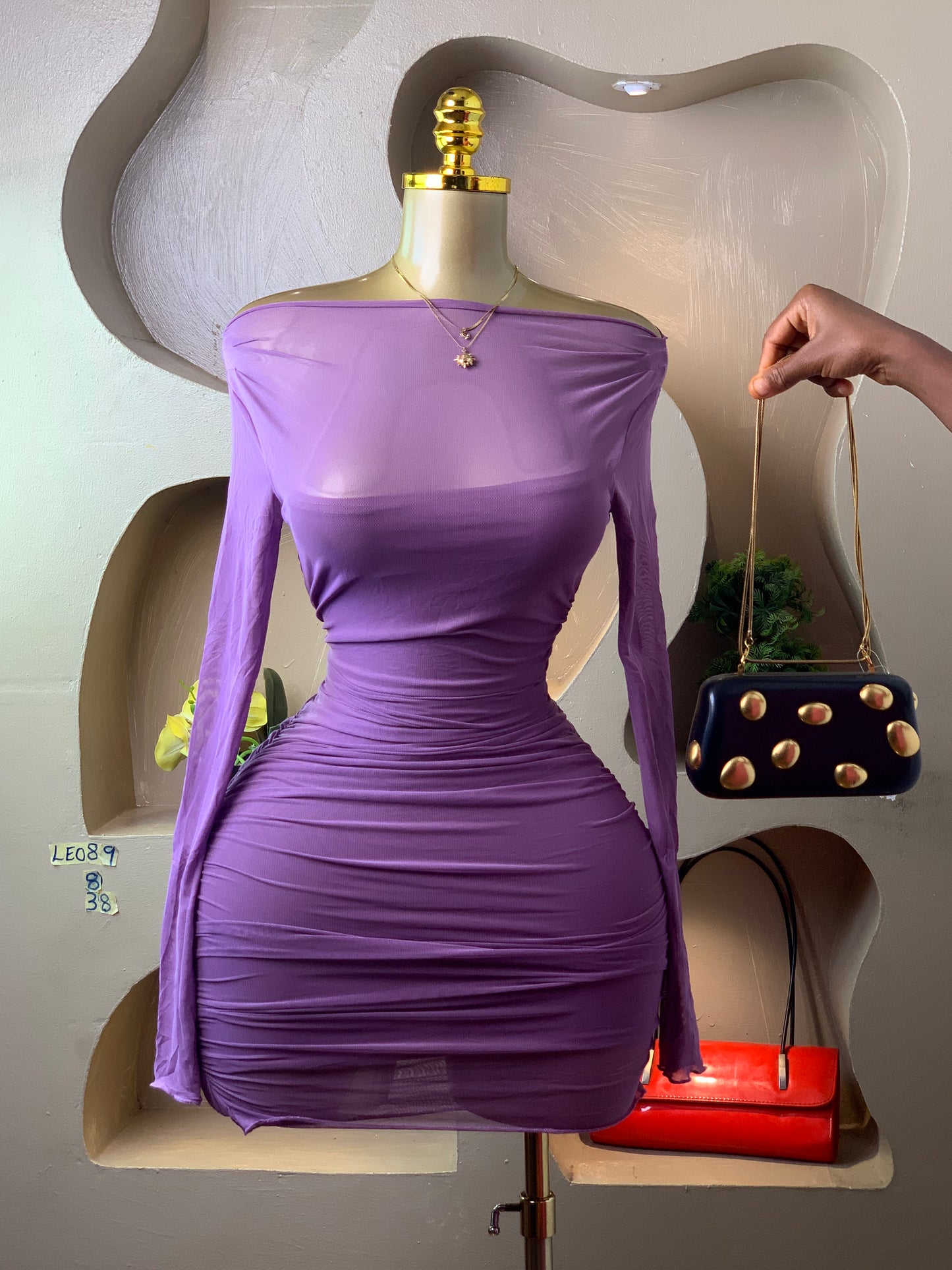 LEO89 PURPLE DRESS SIZE8 Length38