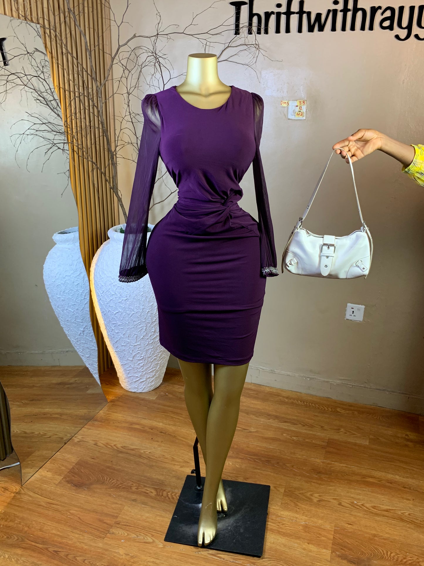 DAMSEL33 SIZE12 Length42 purple corporate dress