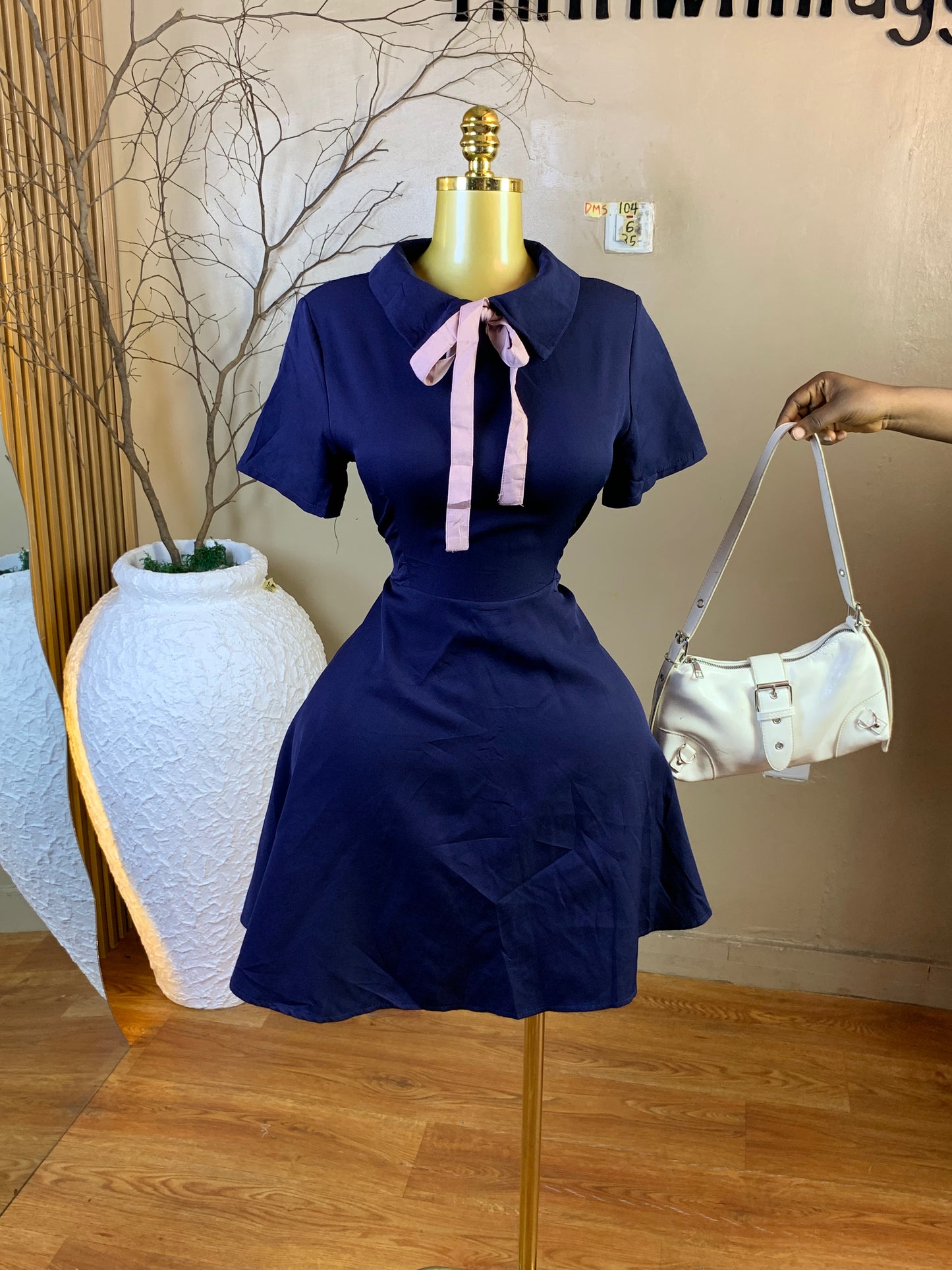 DAMSEL104 SIZE6 Length35 navy blue corporate dress
