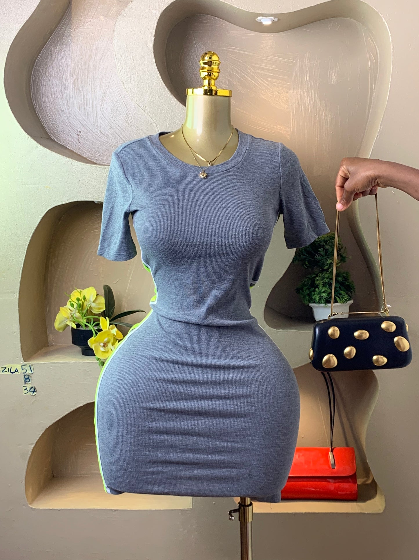 ZILA51 GREY DRESS SIZE8 Length34