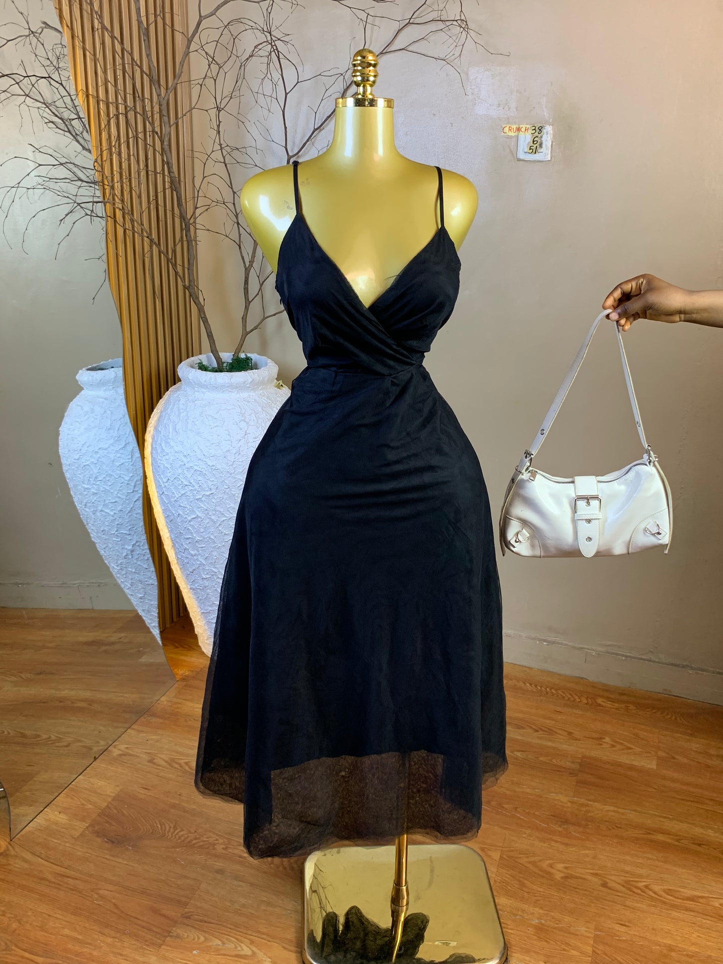 CRUNCH38 SIZE6 Length51 black dress