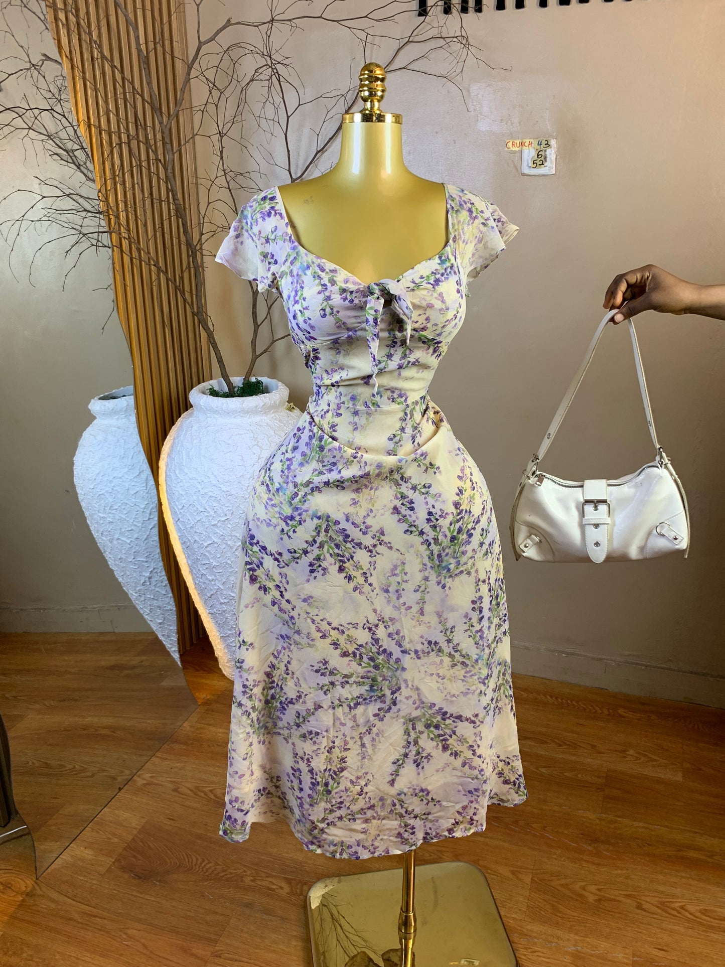 CRUNCH43 SIZE6 Length52 chiffon dress