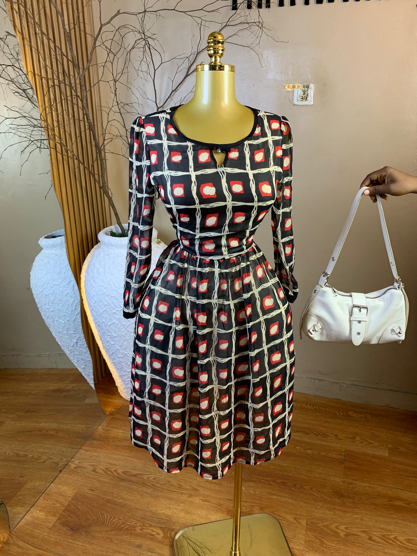CRUNCH44 SIZE8 Length39 chiffon dress