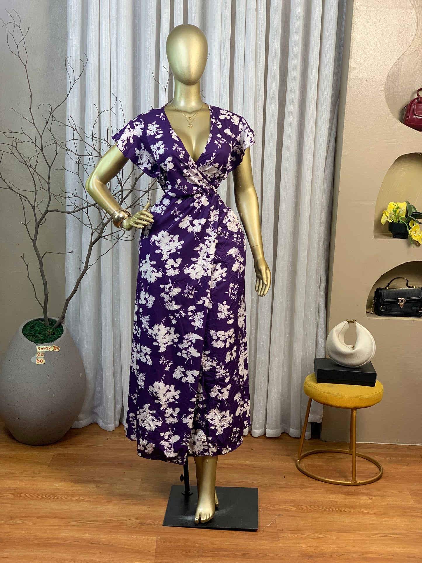 SASSY35 SIZE20 Length60 floral dress