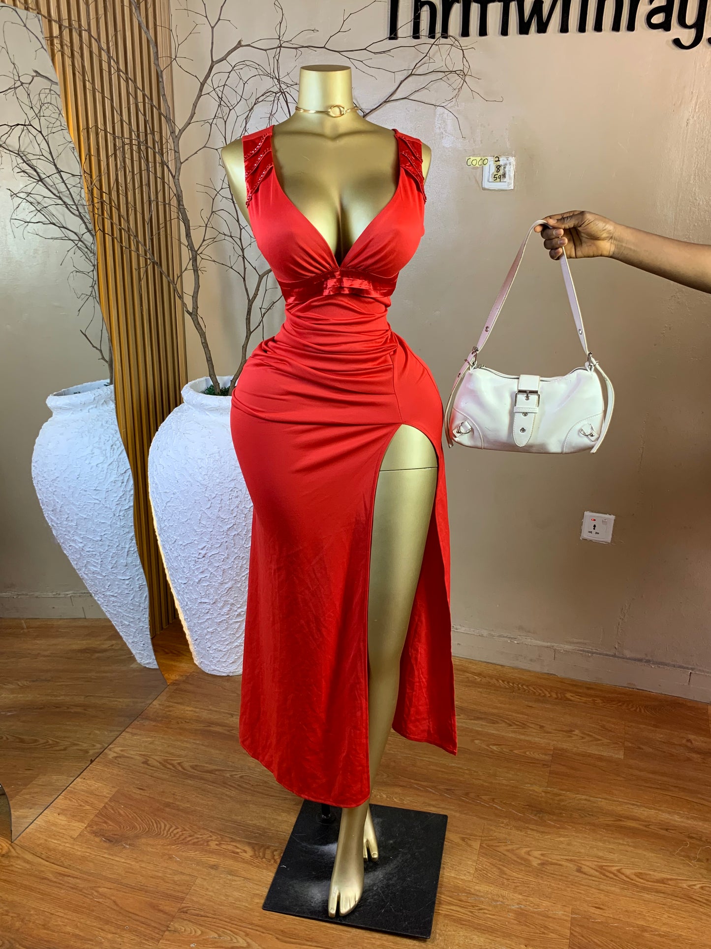 COCO2 SIZE8 Length59 red dress