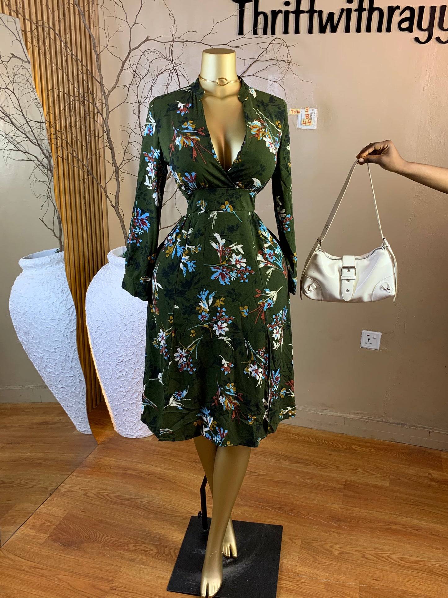 TOYO3 SIZE8 Length44 green dress