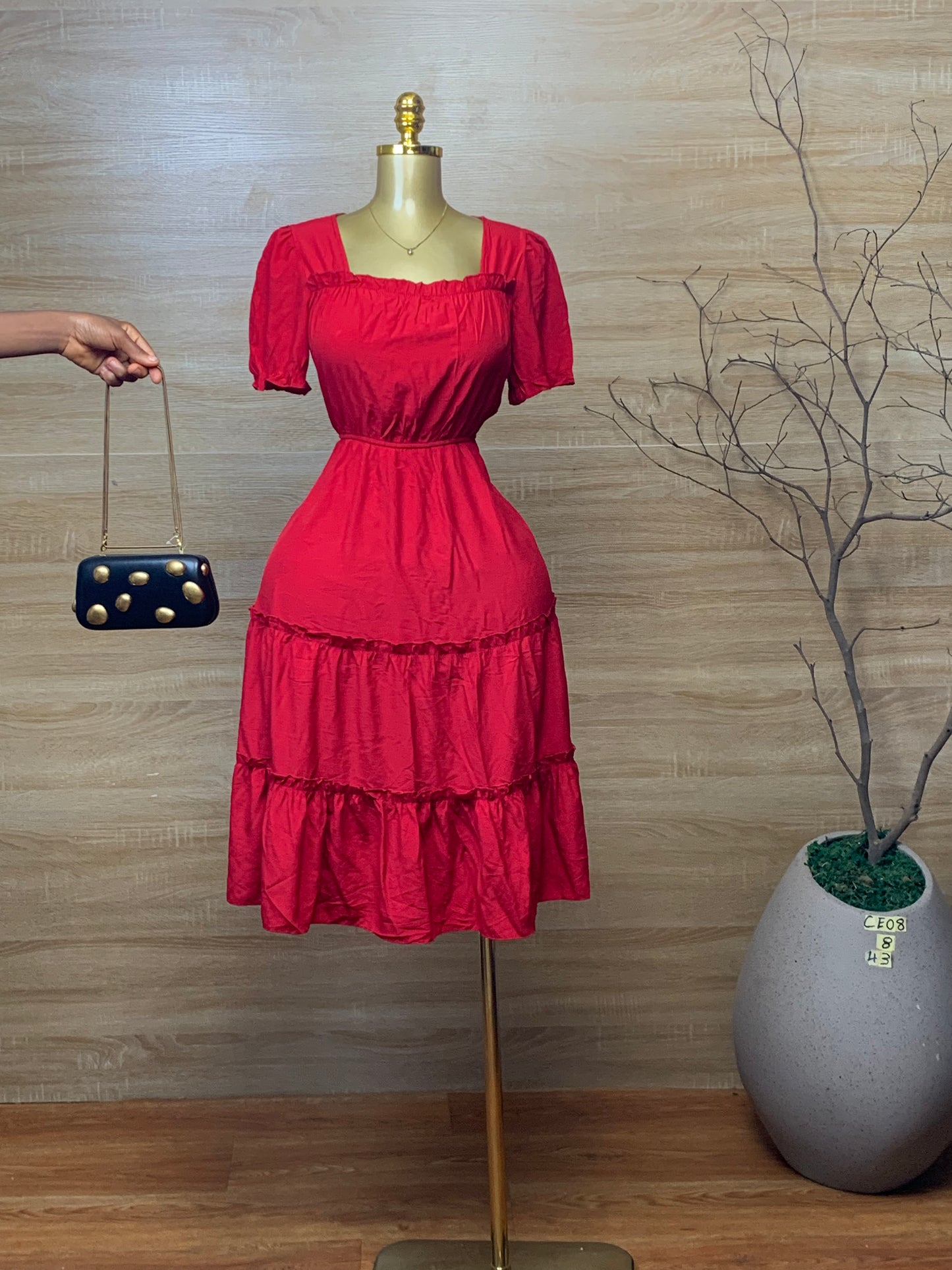 SIZE8 CEO8 red dress Length43