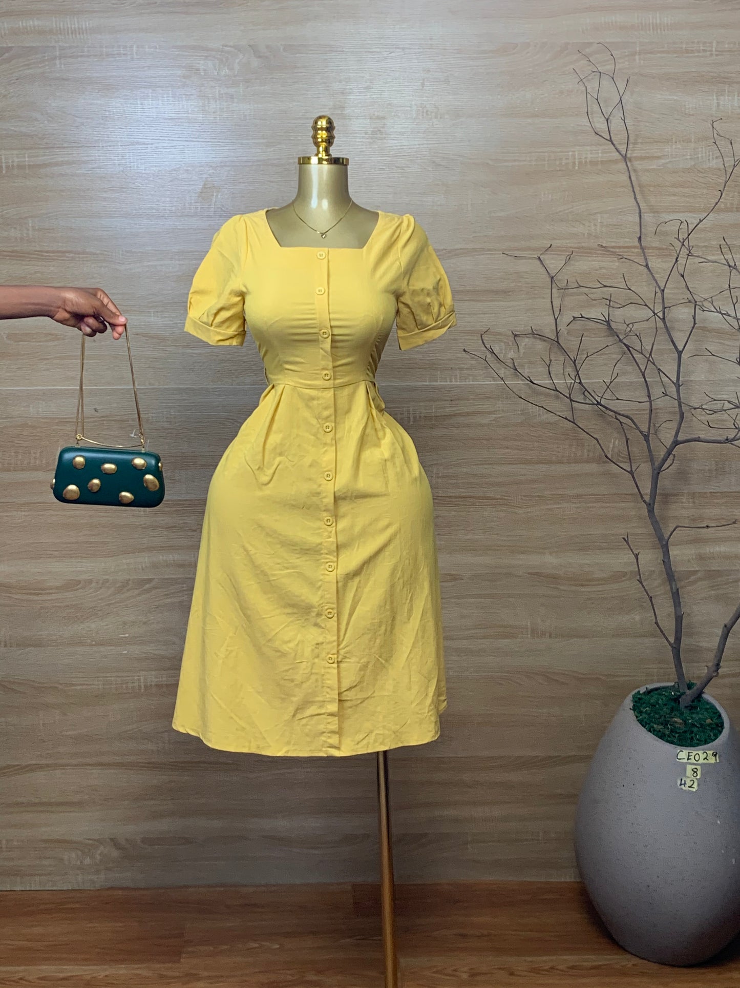 SIZE8 CEO29 yellow dress Length42