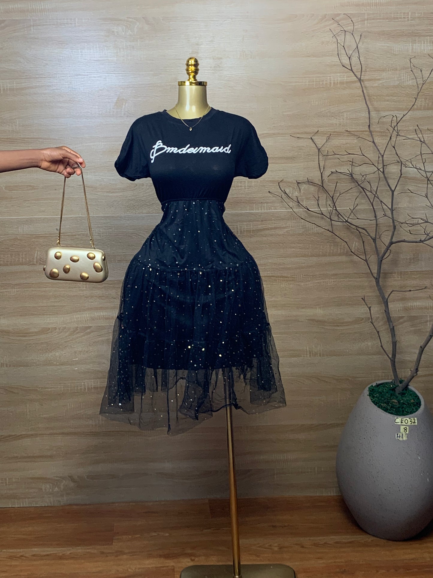 SIZE8 CEO32 black dress Length41