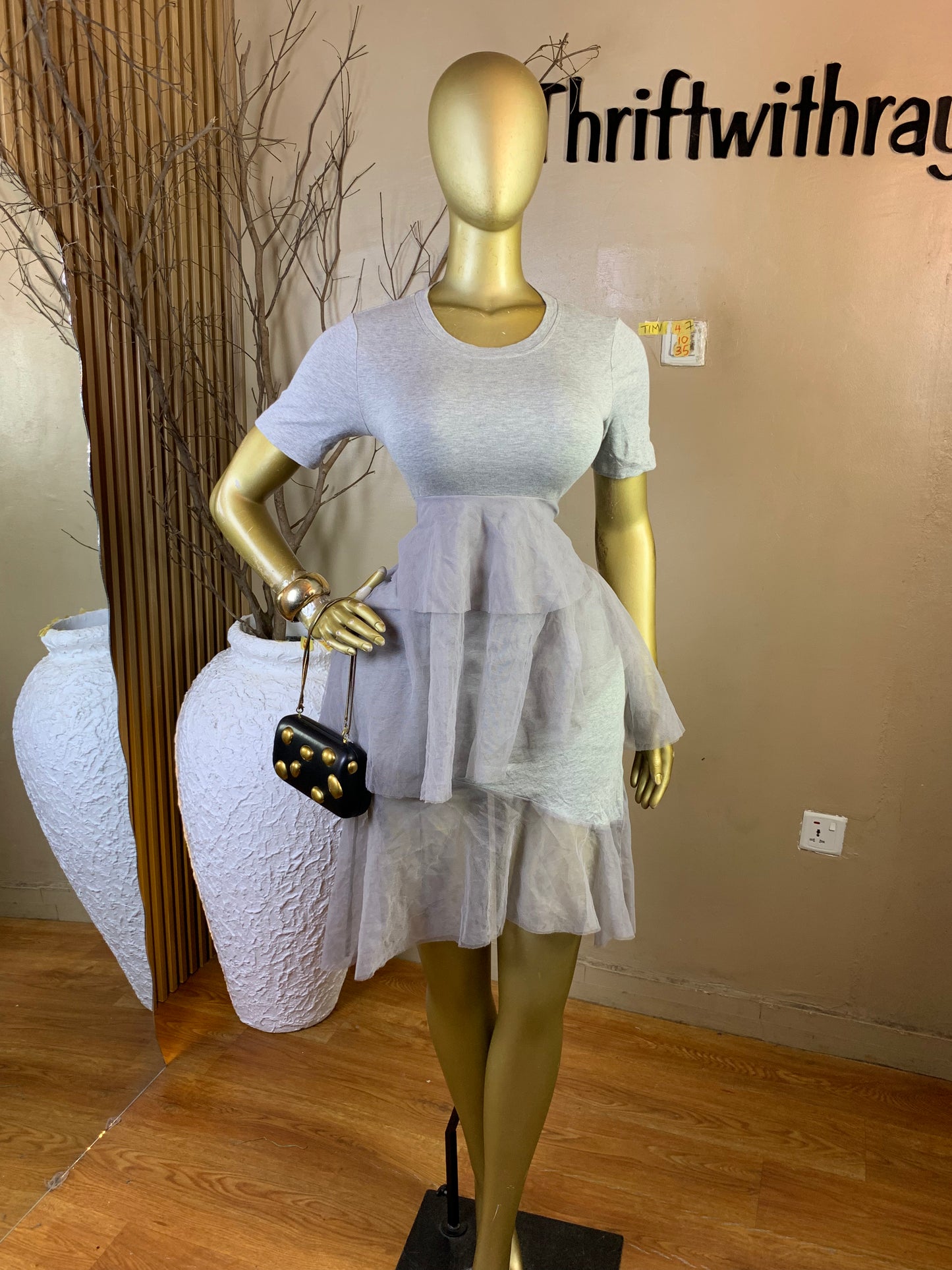 TIMI47 SIZE10 Length35 ash dress