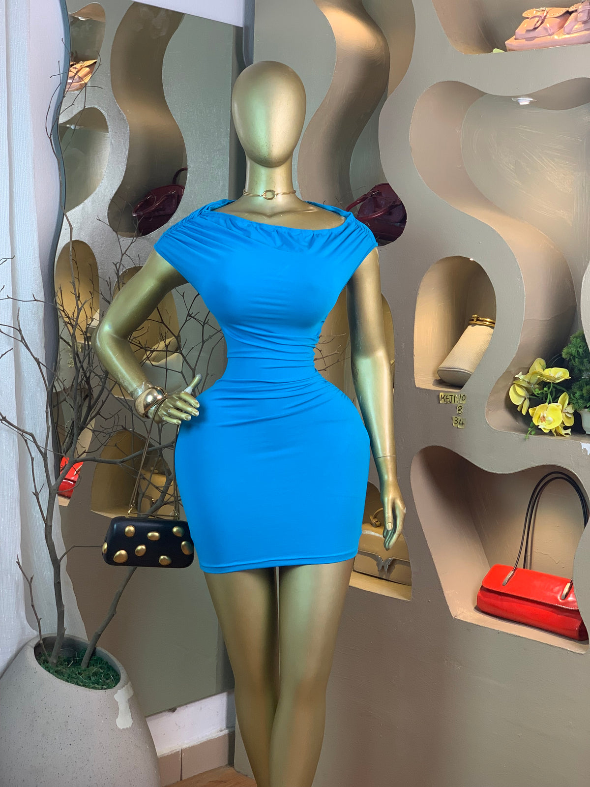 KEJI10 SIZE8 Length33 blue dress