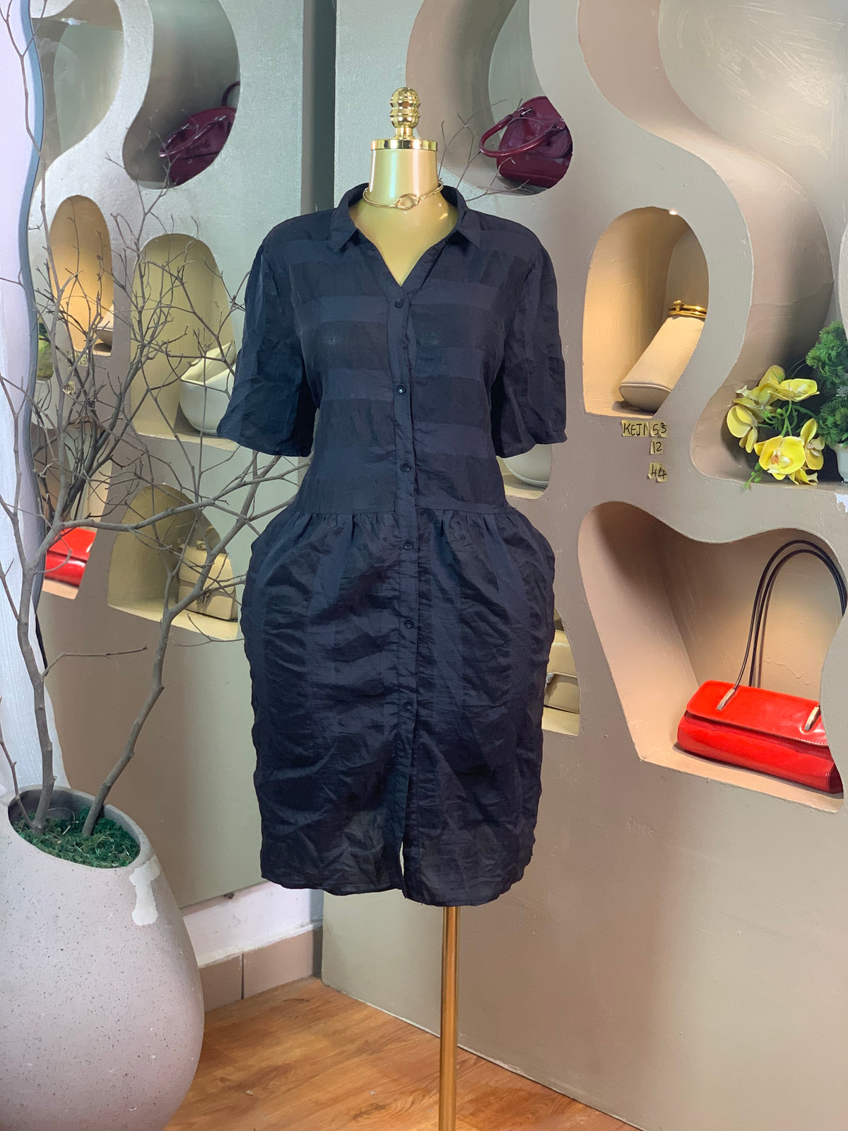 KEJI53 SIZE12 Length44 black dress