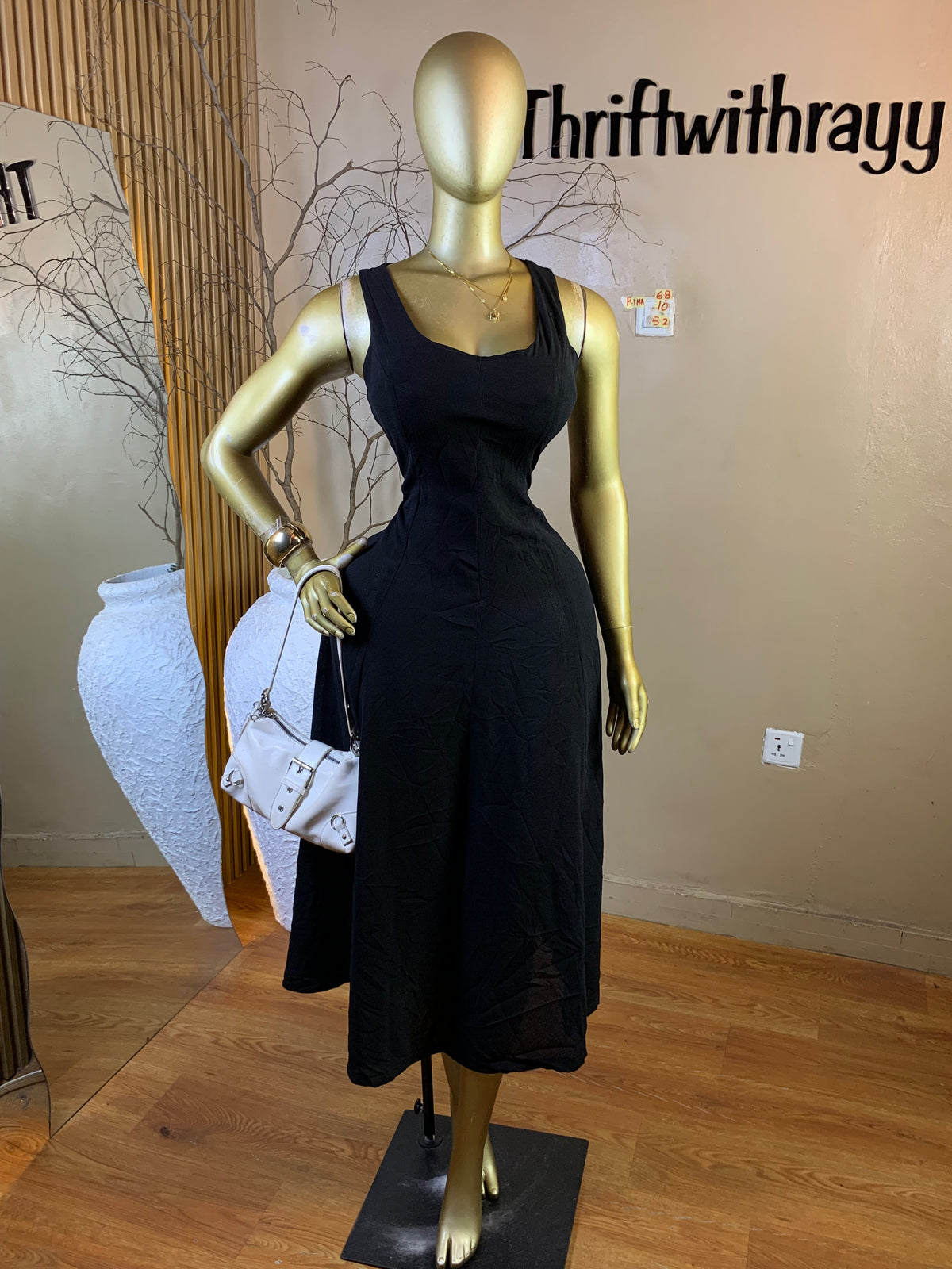 RINA68 SIZE10 Length52 black dress