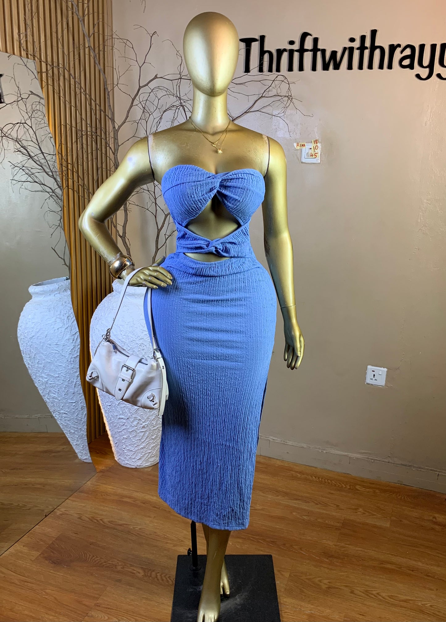 RINA18 SIZE10 Length45 blue dress