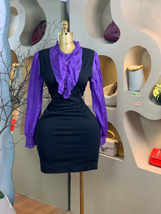 MIRA27 SIZE8 Length38 black&purple dress