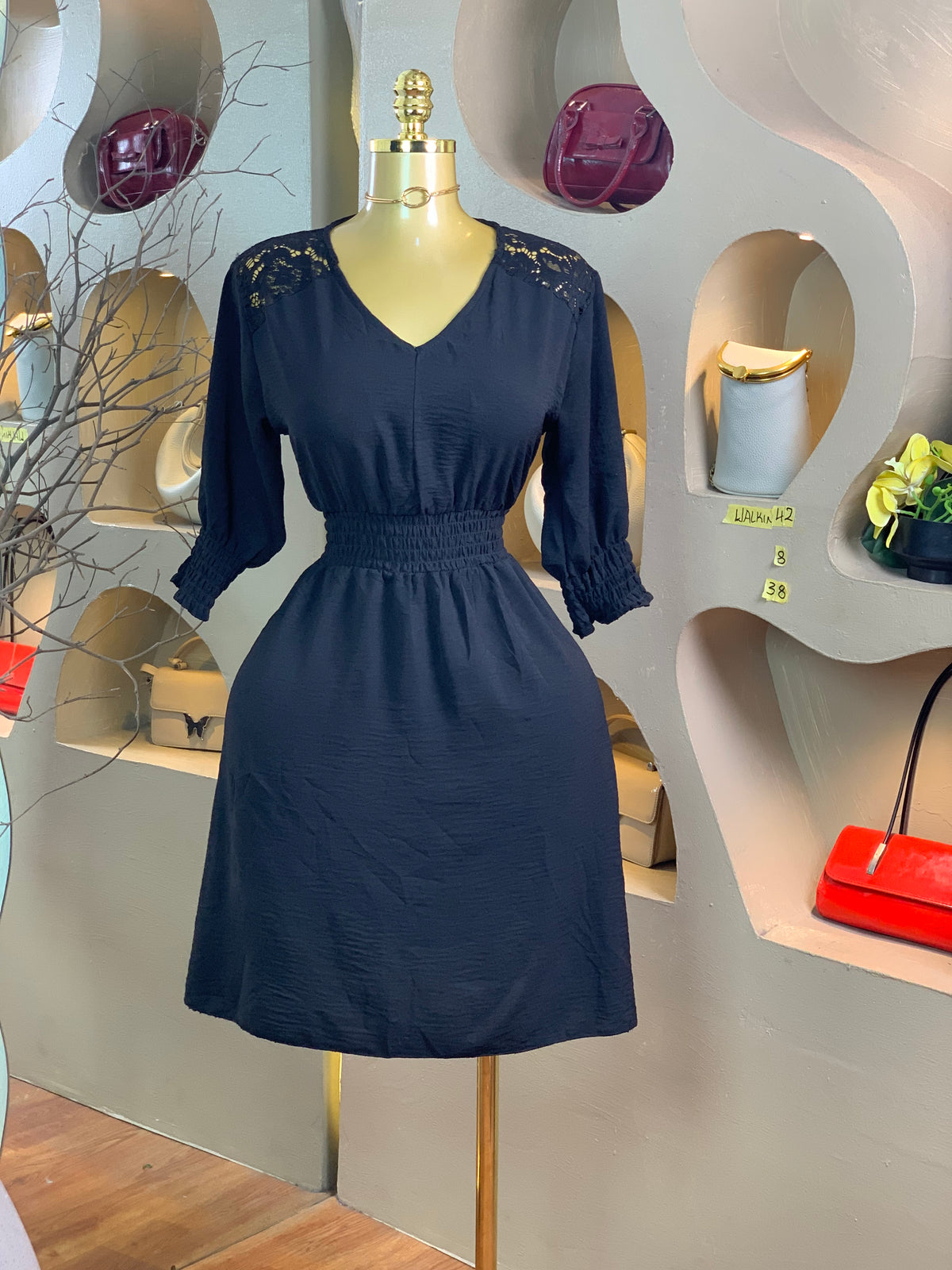 WALK-IN42 SIZE8 Length38 black dress