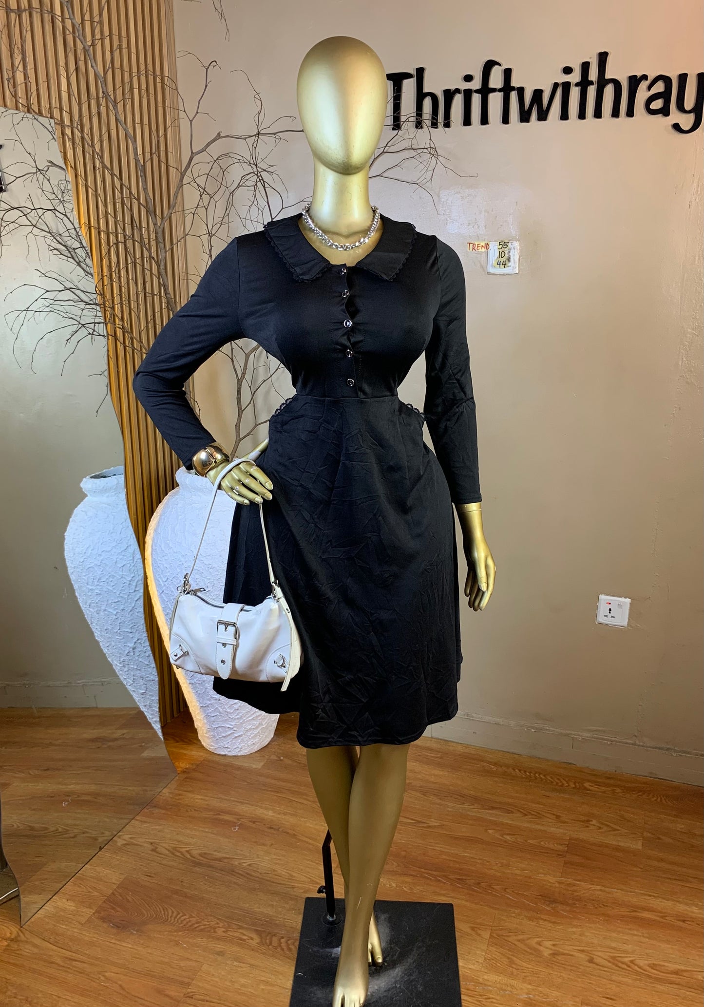 TREND55 SIZE10 Length44 black corporate dress
