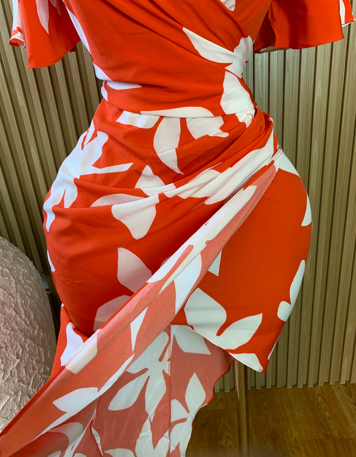 NELLY46 SIZE8 Length47 Orange&white dress