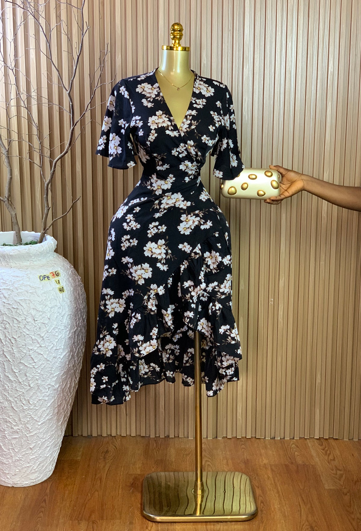 OPE76 SIZE10 Length40 floral wrap dress