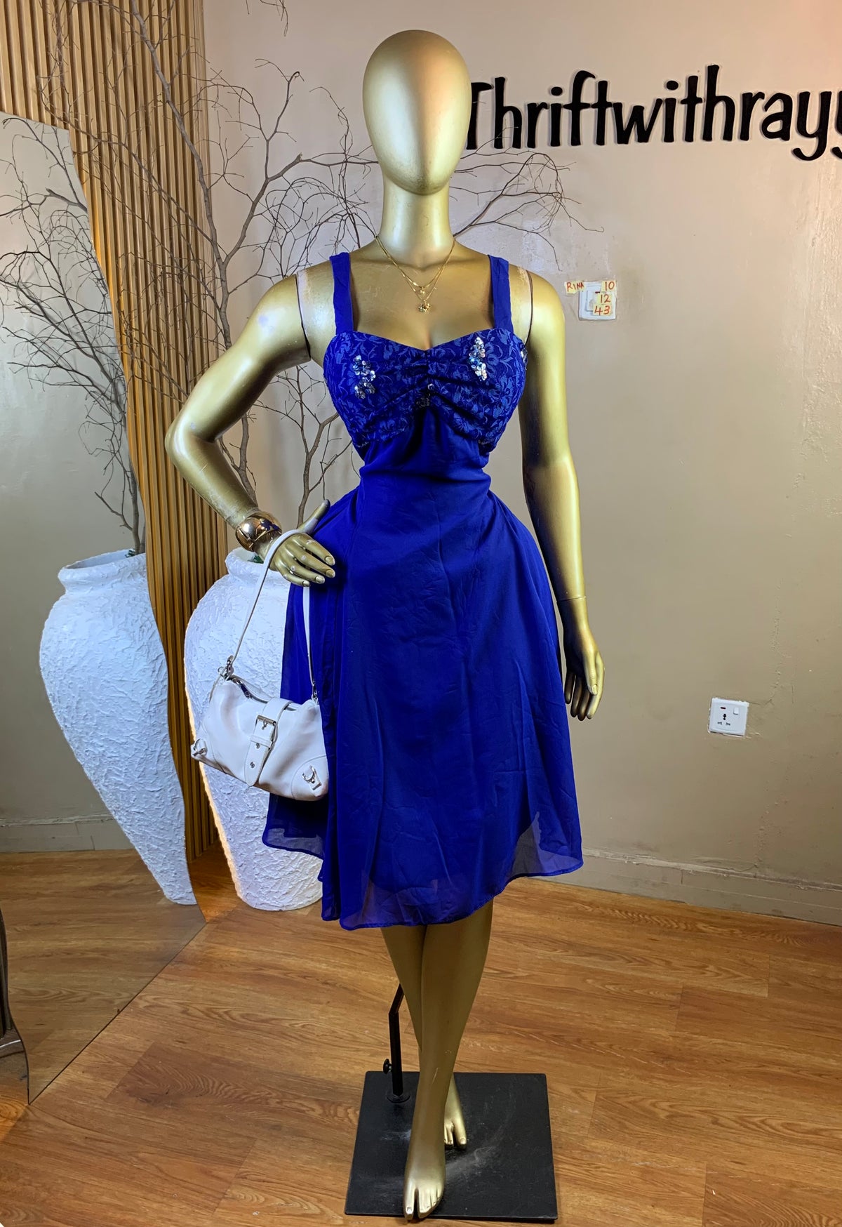 RINA10 SIZE12 Length43 blue dress