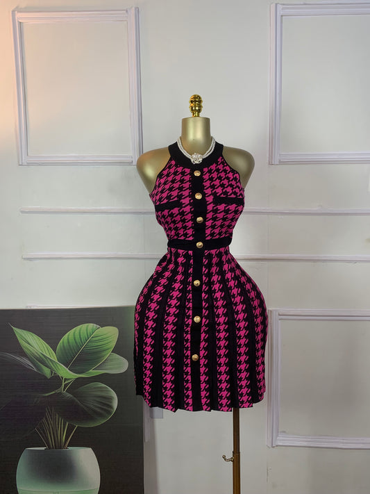 Pink and black luxury dress