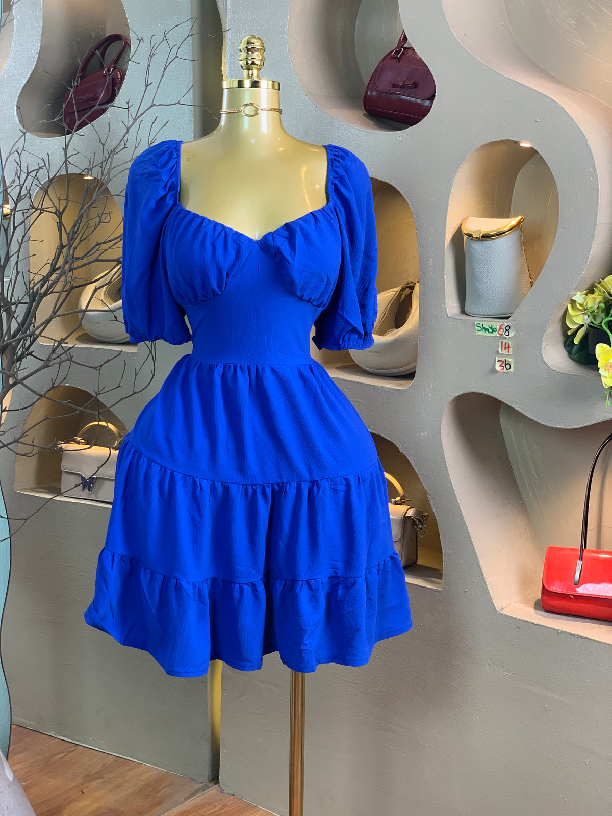 SHAYO68 SIZE14 Length36 Blue&white dress