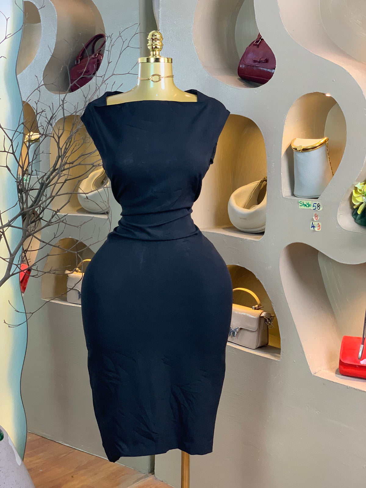 SHAYO58 SIZE8 Length43 black dress