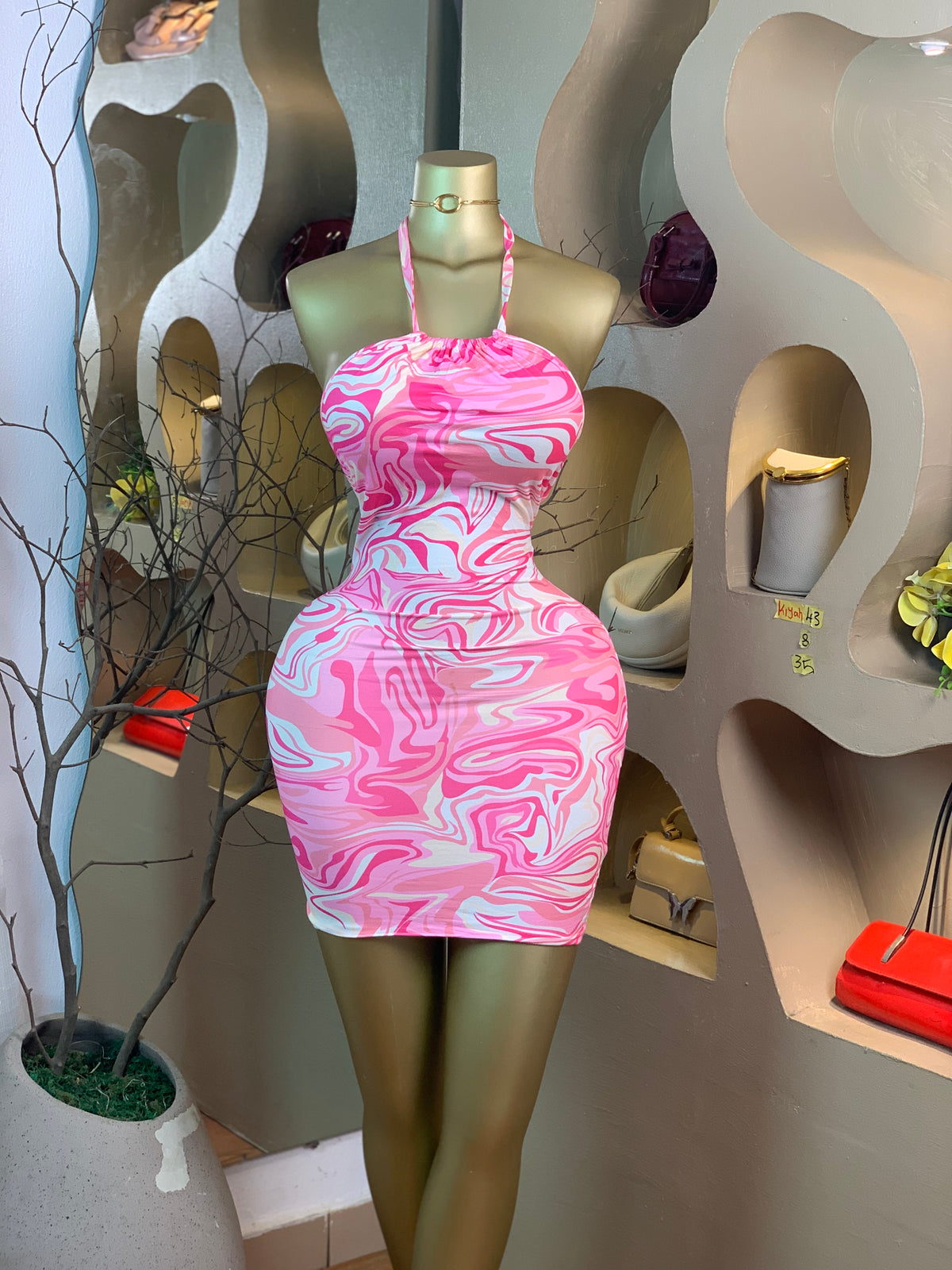 KIYAH43 SIZE8 Length35 pink dress