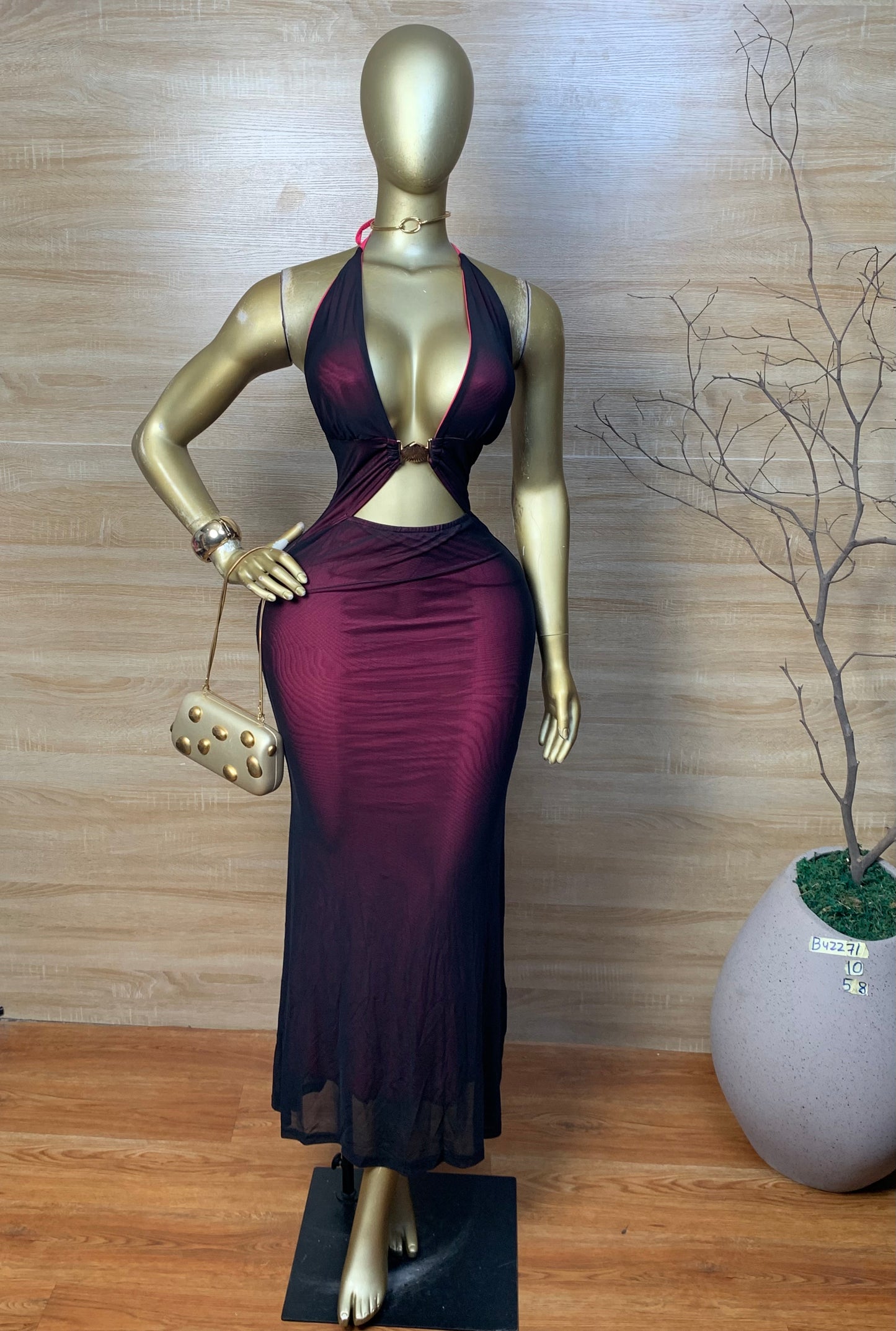 SIZE10 BUZZ71 MESH DRESS Lengt58