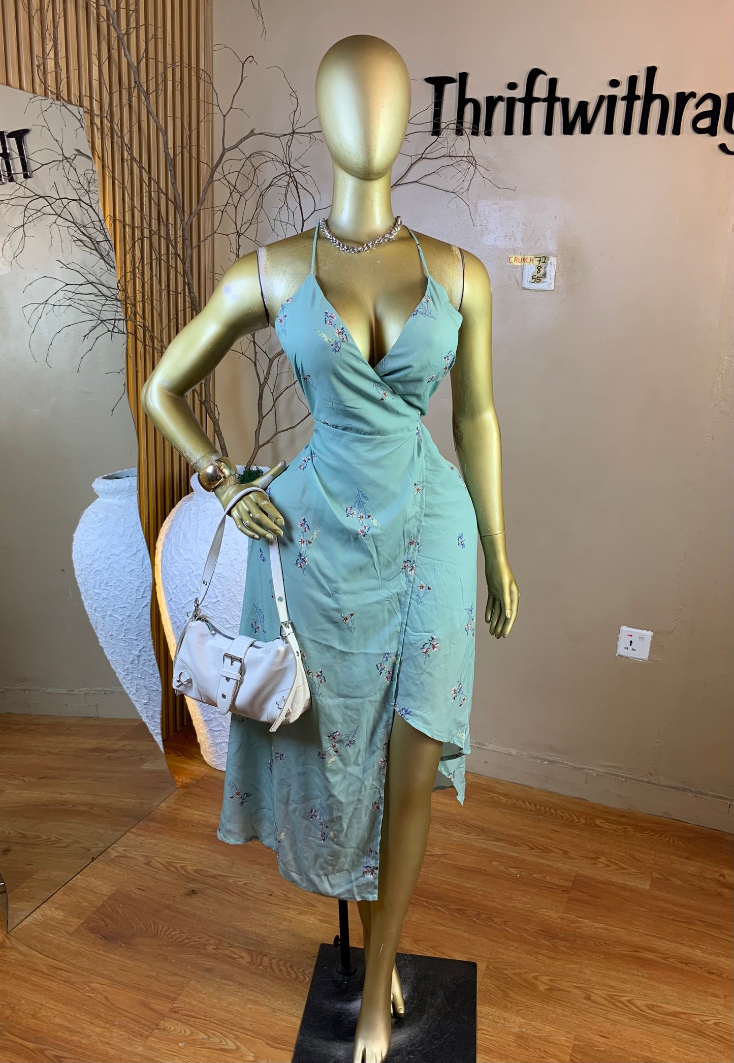 CRUNCH72 SIZE8 Length55 wrap dress