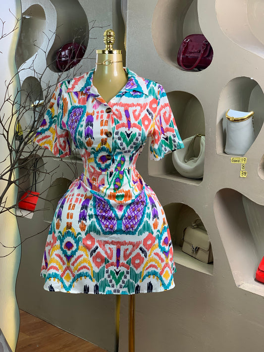 GRACE19 SIZE8 Length38 multicolor dress