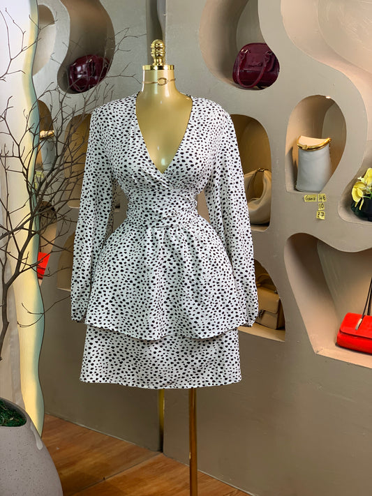 GRACE46 SIZE10 Length37 white&black dress