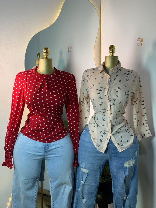 SIZE8 8I53B (cream with bird print)