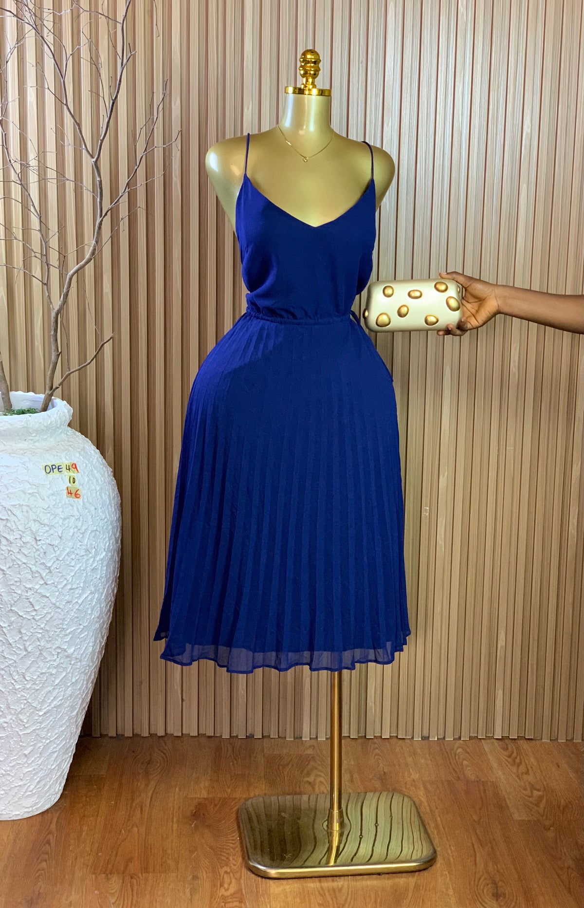OPE49 SIZE10 Length46 navy blue dress