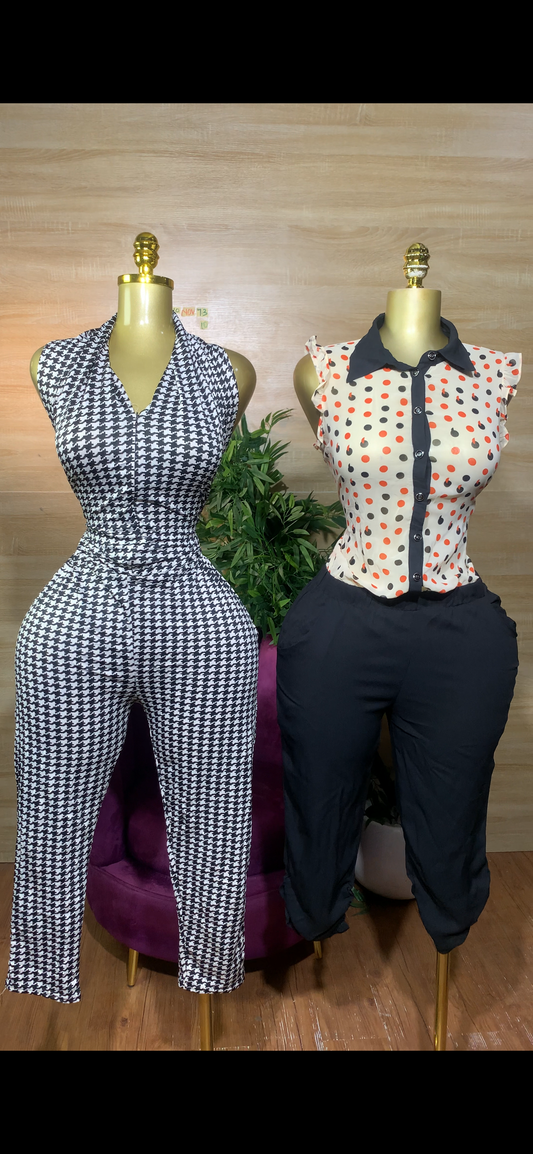 SIZE10 10NOV73A(black&white jumpsuit)