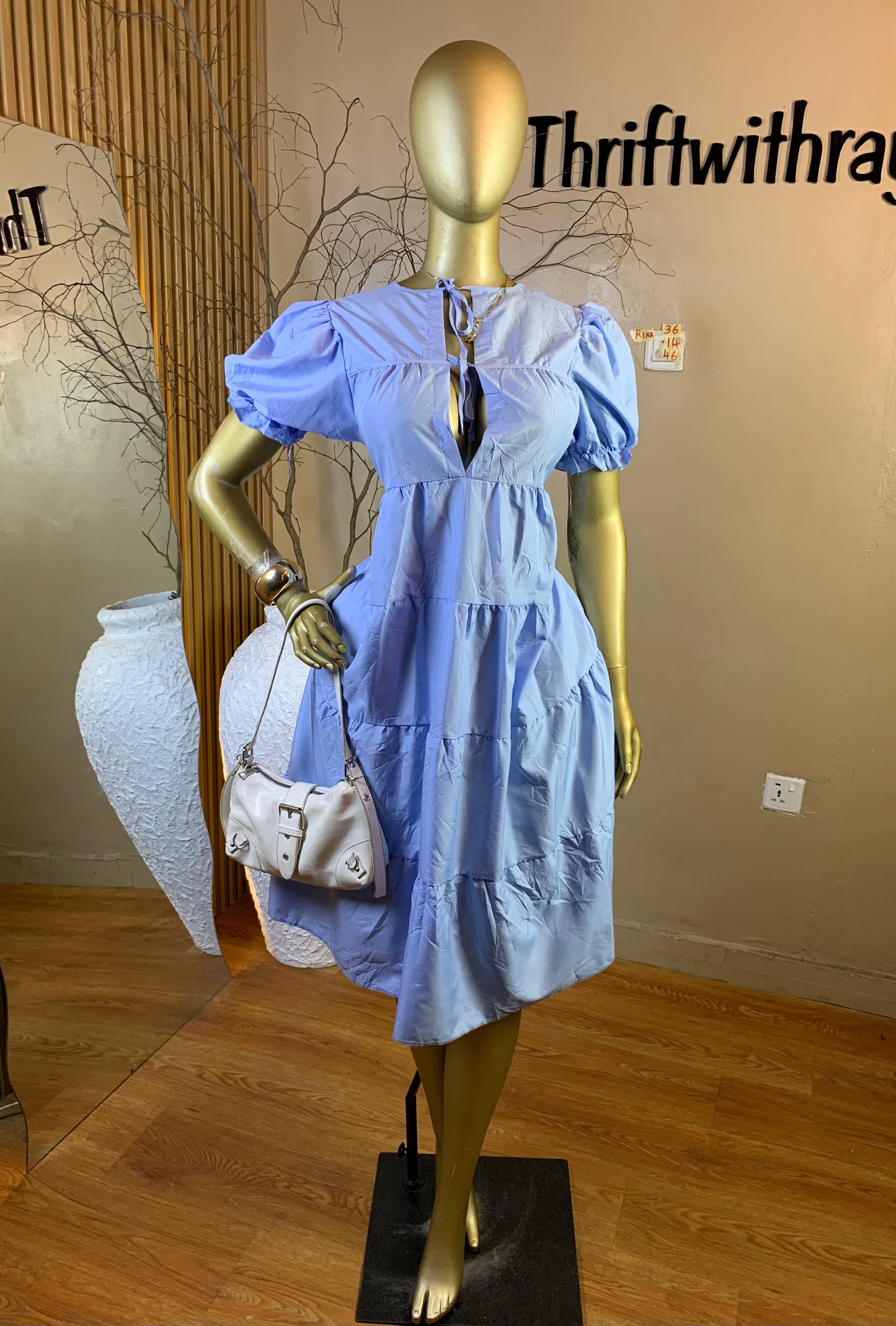 RINA36 SIZE14 Length46 blue free dress
