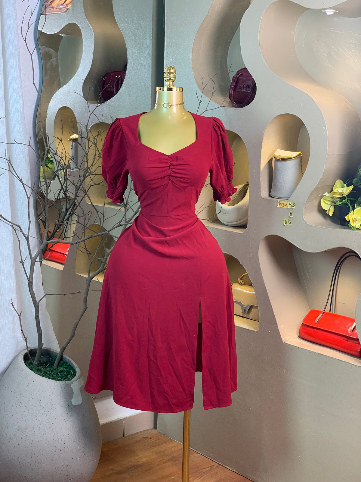 KIYAH83 SIZE8 Length46 wine dress