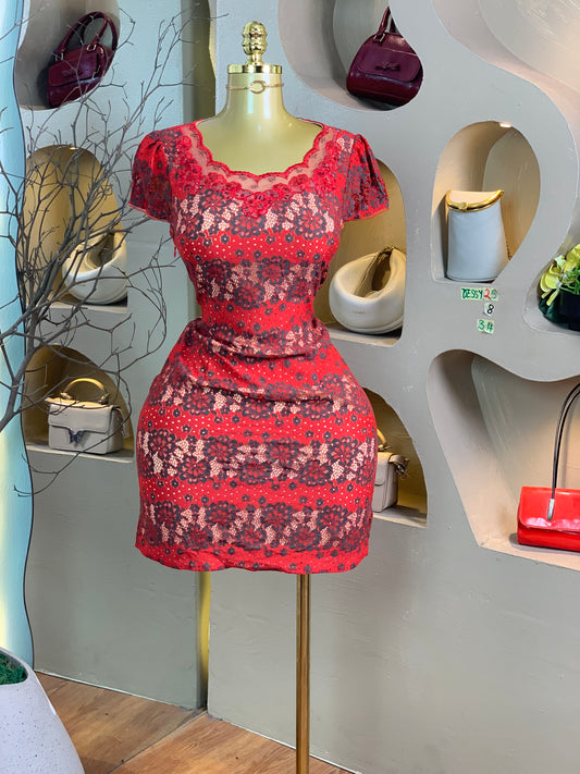 DESSY25 SIZE8 Length34 red mini dress