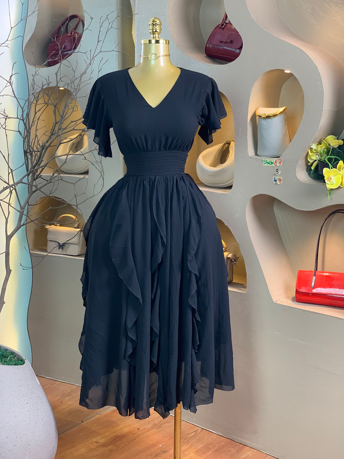 SHAYO67 SIZE8 Length48 black dress