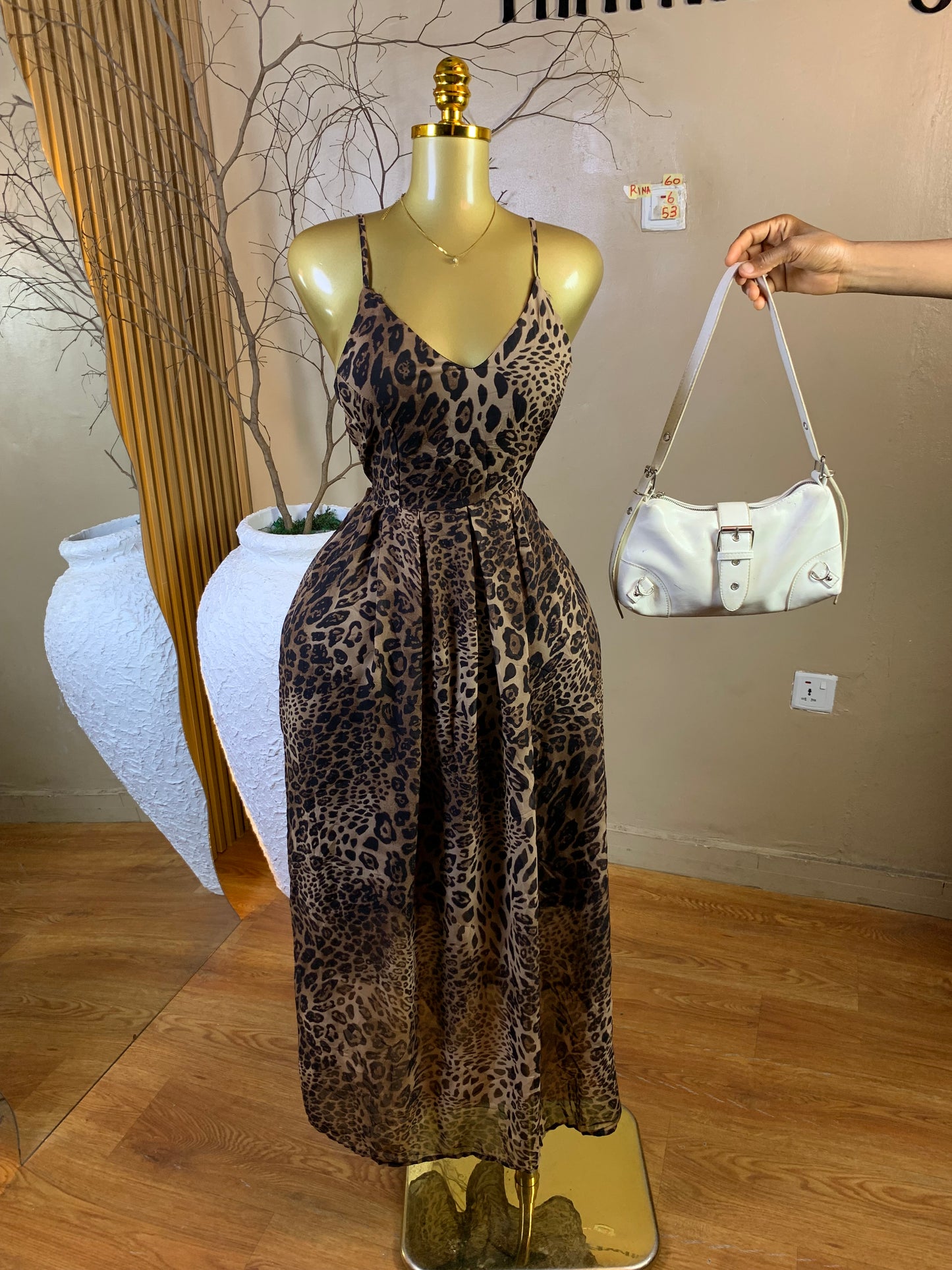 RINA60 SIZE6 Length53 Animal print dress