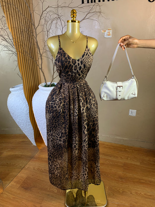 RINA60 SIZE6 Length53 Animal print dress