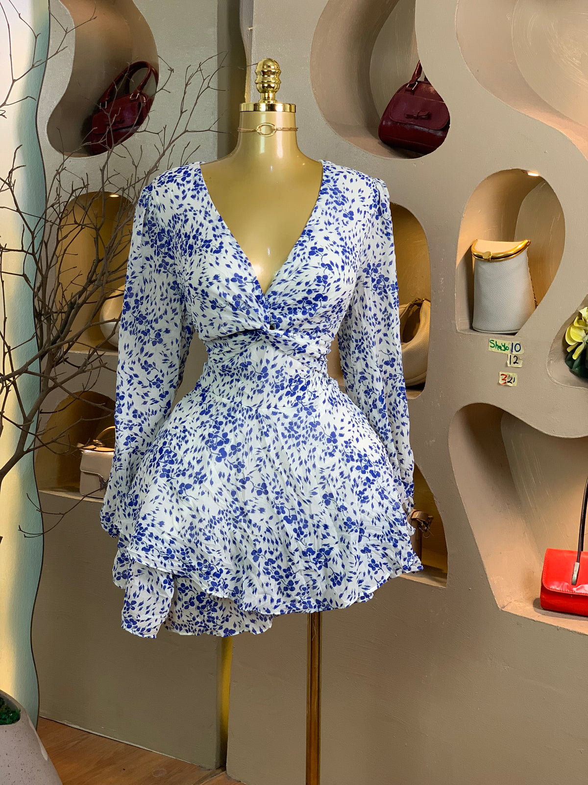 SHAYO10 SIZE12 Length32 Blue&white dress
