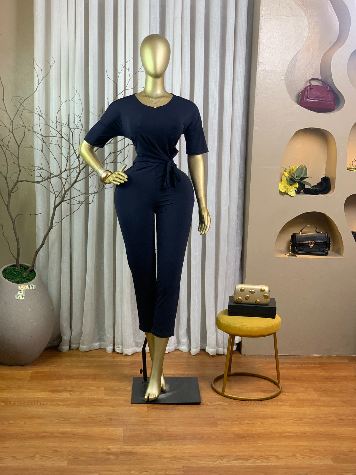 JOY49 SIZE10 Length57 navy blue jumpsuit
