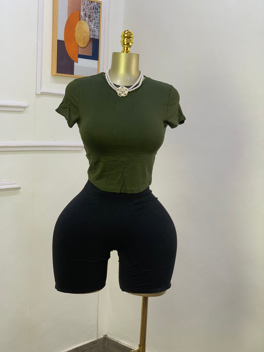 BRAND NEW CROP TOP (green) size 6-10