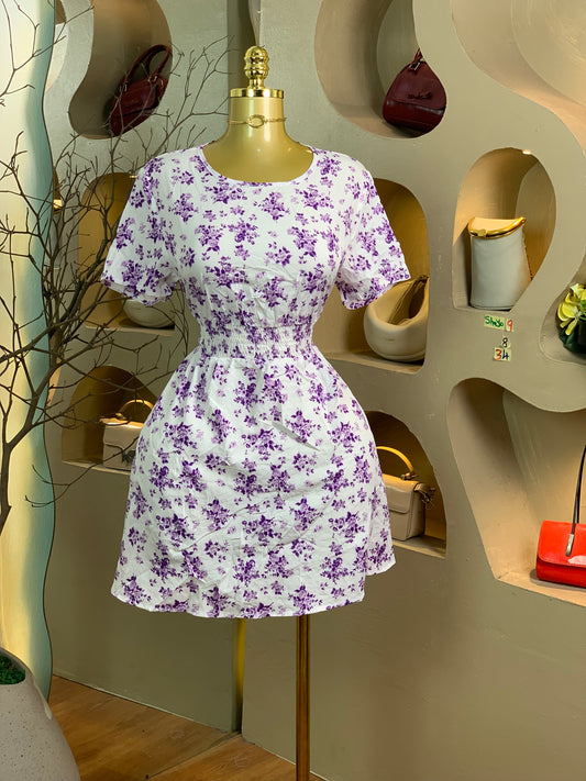 SHAYO9 SIZE8 Length34 purple&white dress