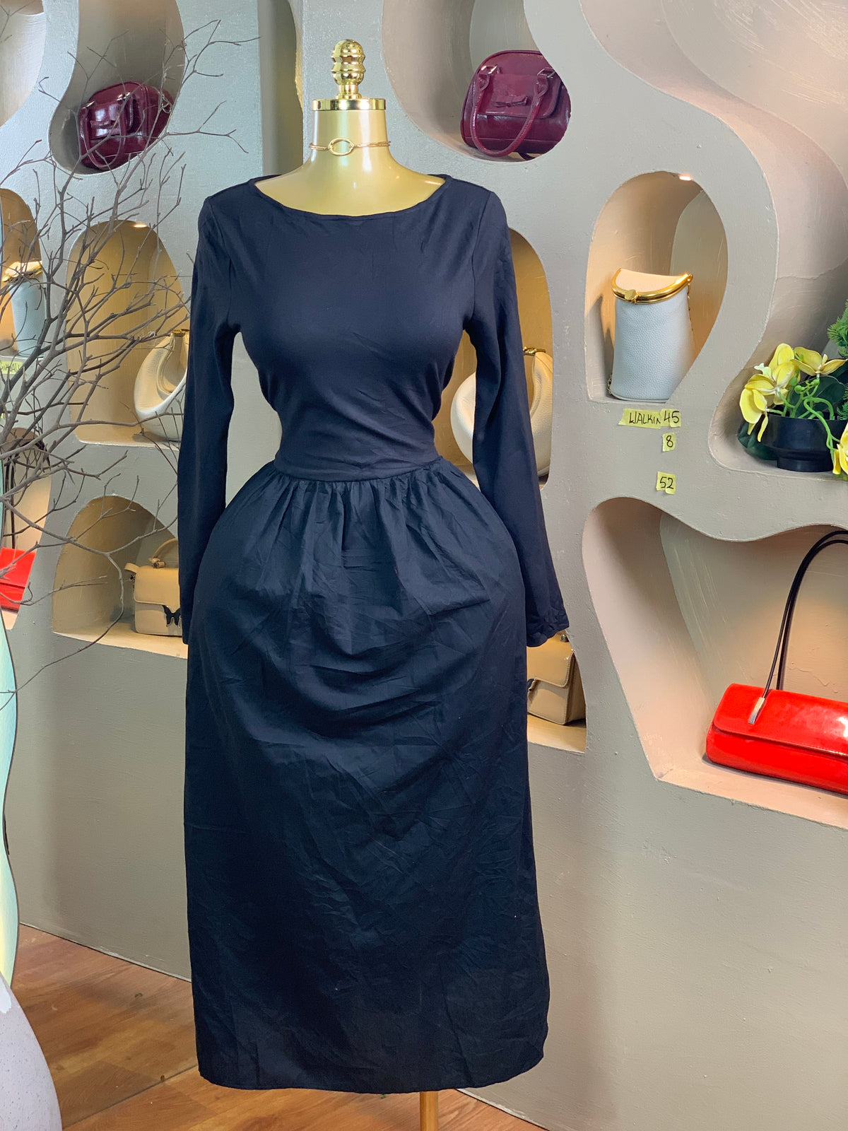 WALK-IN45 SIZE8 Length52 black dress