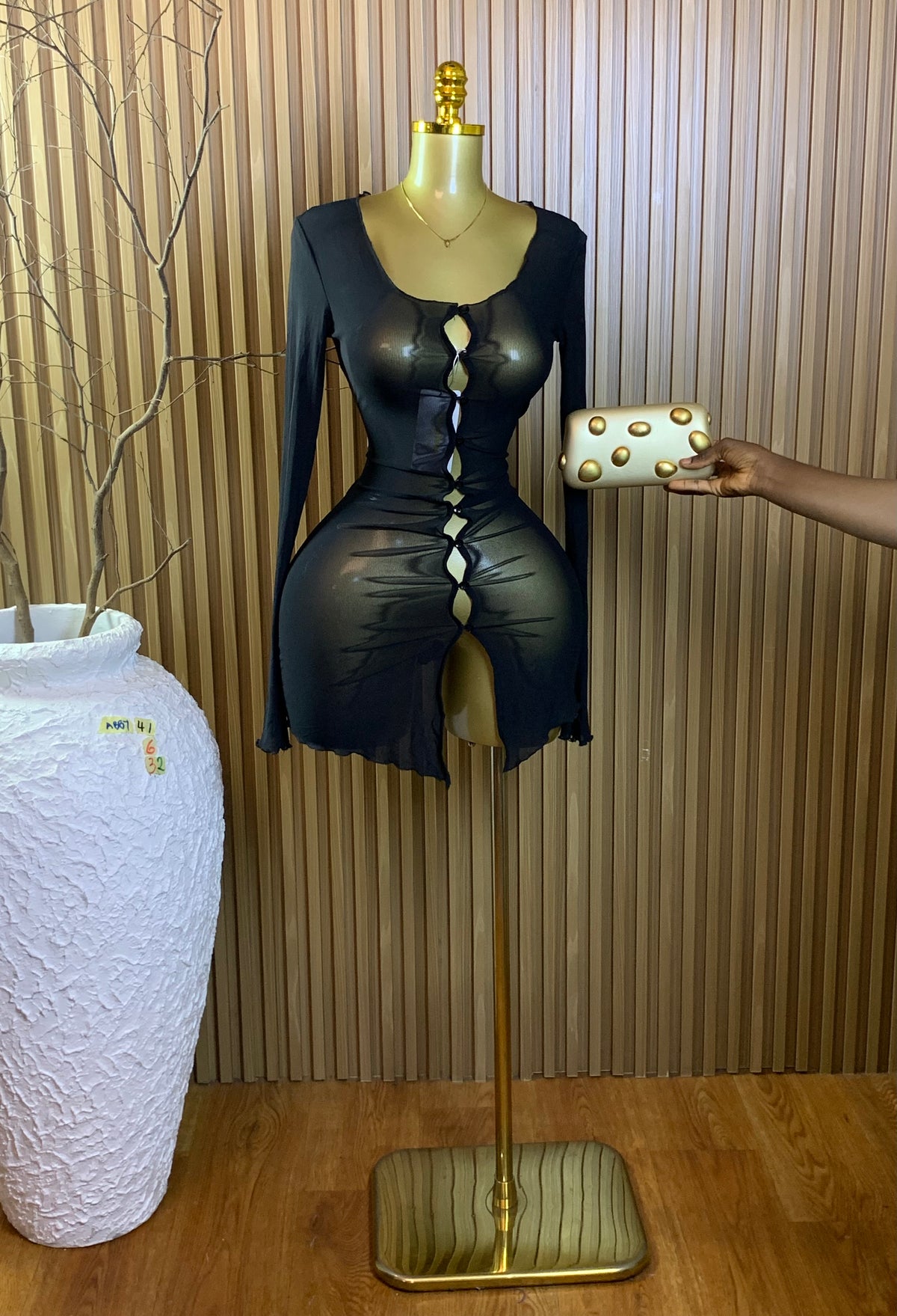 ABBY41 SIZE6 Length32 mesh dress
