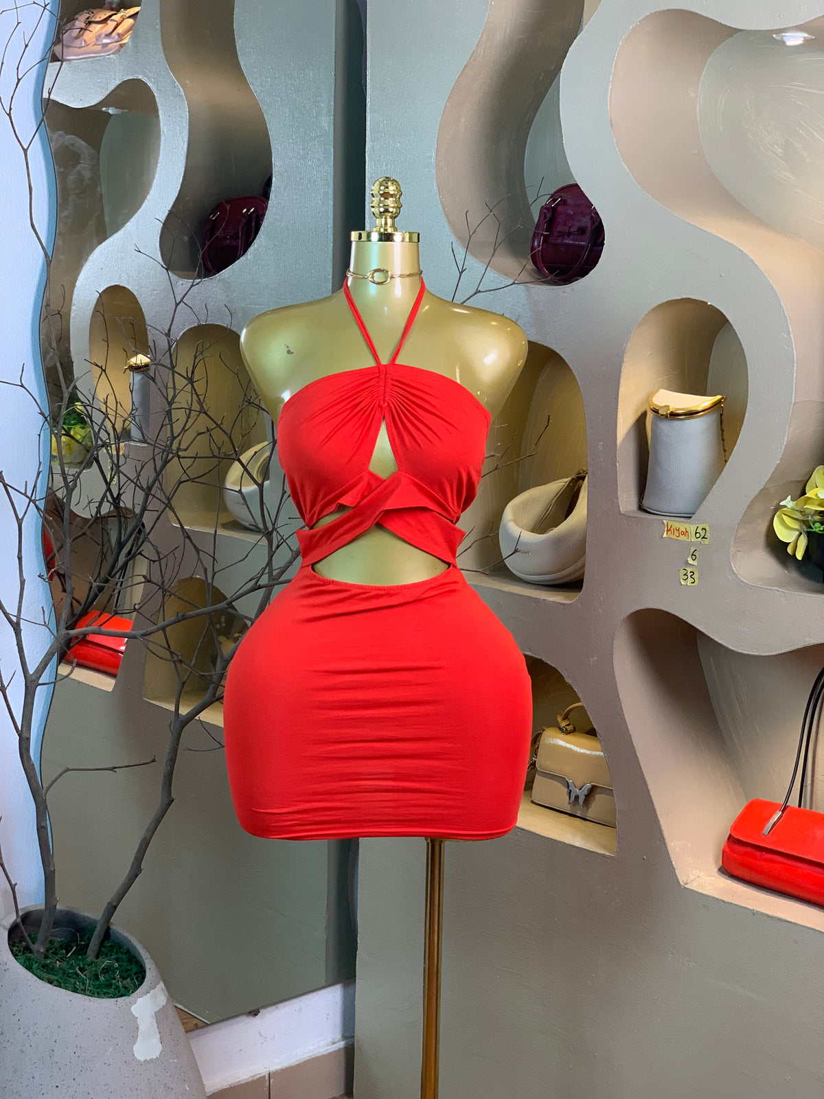 KIYAH62 SIZE6 Length33 red dress